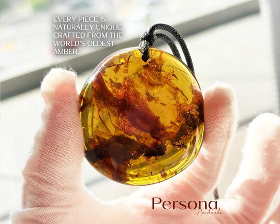 Natural Burmese Plant Inclusion Amber Necklace