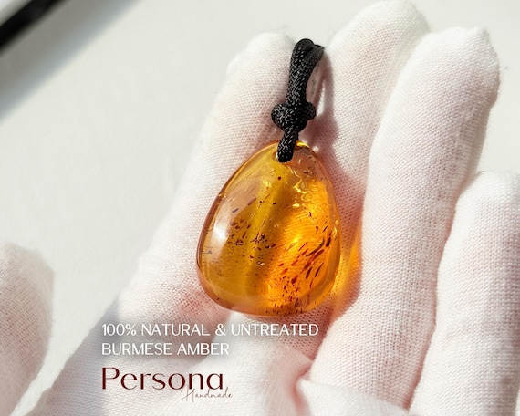 100% Natural Burmese Amber Necklace Pendant