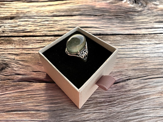 Unique Adjustable genuine Green Phantom Quartz Ring: Handmade Sterling 925 Silver Band