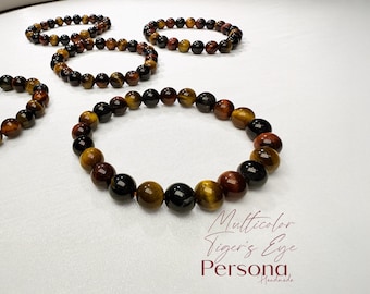 Multicolor Tiger’s Eye Crystal Bracelet - Handmade 8mm