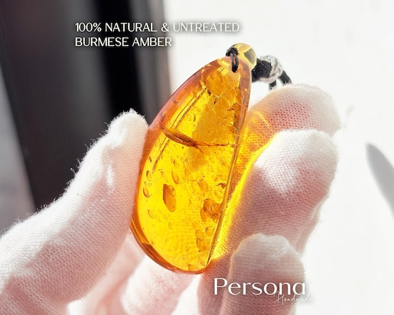 100% Natural Burmese Amber Necklace with Rain-Like Patterns