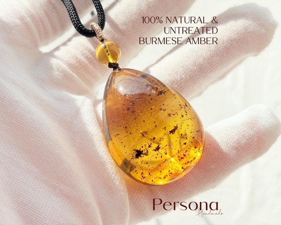 Natural Burmese Plant Inclusion Amber Necklace