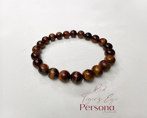 Red Tiger’s Eye Crystal Bracelet - Handmade 8mm