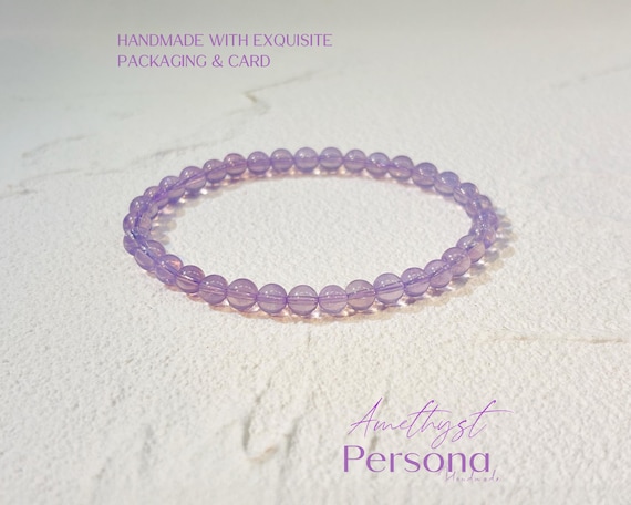 Amethyst Beaded Bracelet Handmade Crystal: Natural Stone, Custom Size
