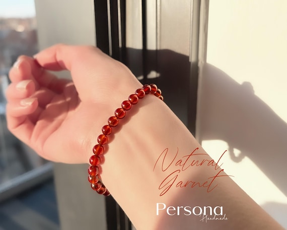 Natural Garnet Bracelet Red Gemstone