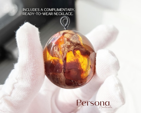 Natural Burmese Amber Necklace with Cave-Like Inclusions