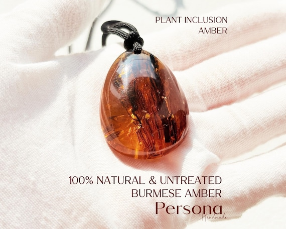 Natural Burmese Plant Inclusion Amber Necklace