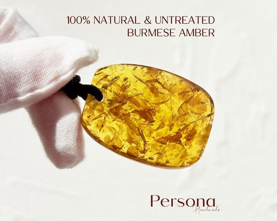 Natural Burmese Amber Pendant Green Tea Color