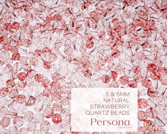 Strawberry Quartz Beads - Natural Pink Gemstone Strand, Jewelry Making