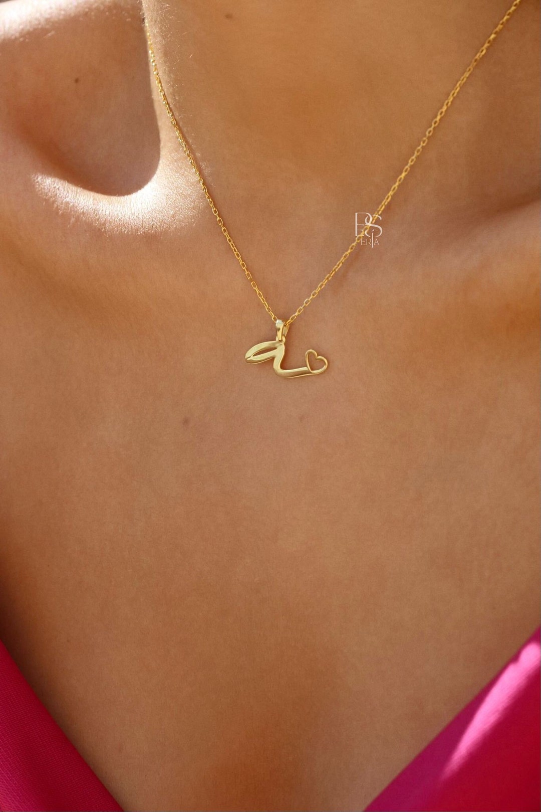 Heart Initial Necklace, Heart Letter Necklace, Custom Letter Necklace