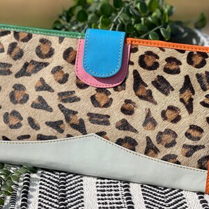 Alli XL Leather Wallet- Leopard Cowhide Print Multi-Color XL Wallet