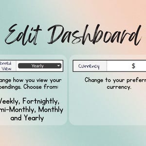 Change the method of viewing your income and expenses. Choose from weekly, fortnightly, semi-monthly, monthly and yearly. Change your preferred currently from $ to your liking.