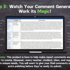 Teacher Report Comment Builder / Blank Editable Template for Google ...