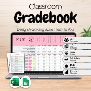 Digital Gradebook | Teacher Gradebook & Grade Tracker | Google Sheets + Excel