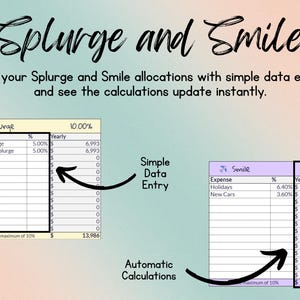 Enter your splurge and smile allocations with simple data entry and see the calculations update instantly.