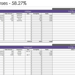 Presupuesto de cubos descalzos: hoja de cálculo de finanzas simple con 60-10-10-20 cubos BRIGHT Microsoft Excel y Google Sheets imagen 7