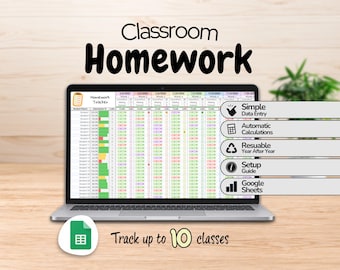 Classroom Homework Tracker | Student Assignment Spreadsheet for Teachers | Google Sheets