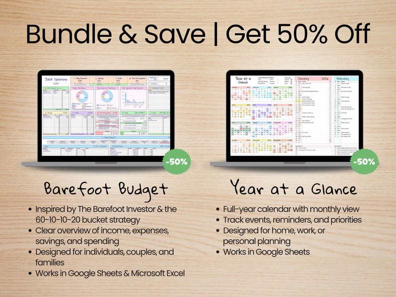 Barefoot Budget Spreadsheet - Simple Finance Tool with 60-10-10-20 Buckets - Google Sheets & Microsoft Excel - Barefoot Investor image 12