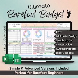 Barefoot Budget Spreadsheet - Simple Finance Tool with 60-10-10-20 Buckets - Google Sheets & Microsoft Excel - Barefoot Investor