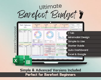 Barefoot Budget Spreadsheet - Simple Finance Tool with 60-10-10-20 Buckets - Google Sheets & Microsoft Excel - Barefoot Investor
