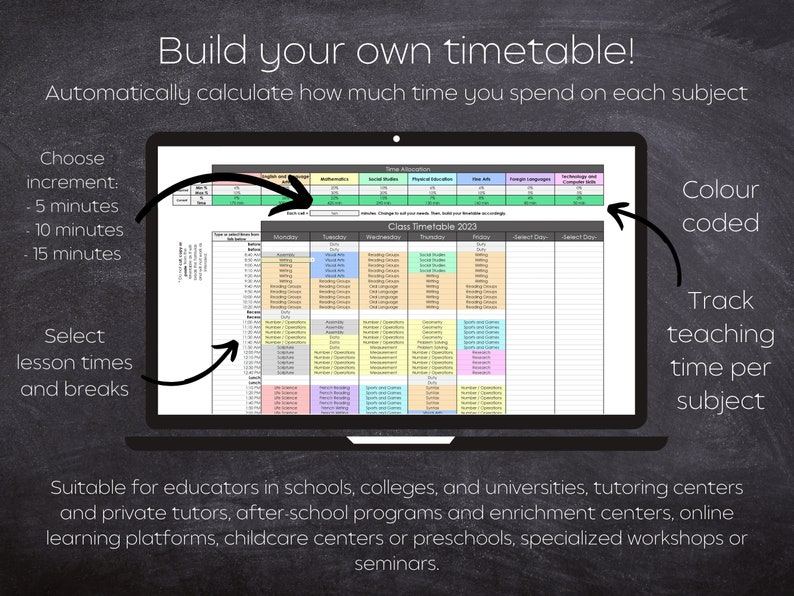 Teacher Schedule Timetable Creator Generator Weekly Plan Digital
