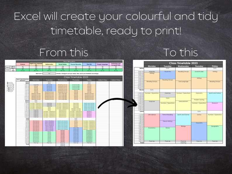 Teacher Schedule Timetable Creator Generator Weekly Plan Digital