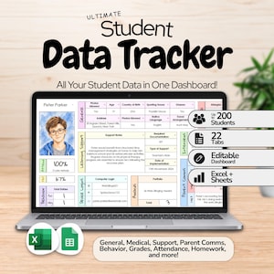 Student Data Tracker Spreadsheet | Student Dashboard for Teachers | Google Sheets & Excel