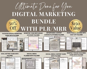 Digital Marketing PLR/MRR Bundle: Faceless Guide, Social Media Planner (Digital Download)