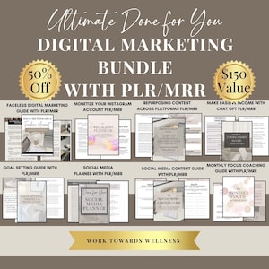 Digital Marketing PLR/MRR Bundle: Faceless Guide, Social Media Planner (Digital Download)