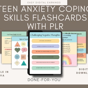 Schede didattiche sulle abilità di coping per l'ansia negli adolescenti Modelli Canva, Schede sulle abilità di coping per l'ansia, Scheda di lavoro sulla terapia, Sollievo dall'ansia, arredamento per ufficio di terapia