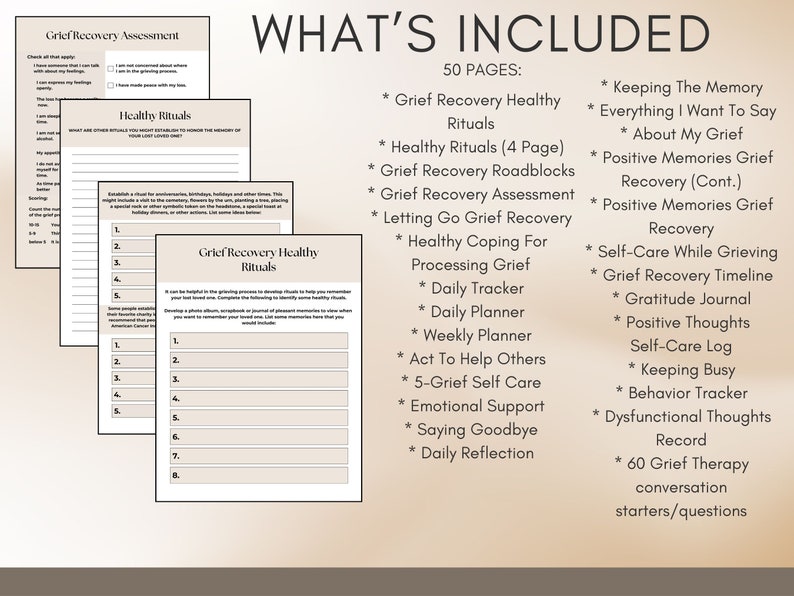 Grief Therapy Workbook Bundle: Coping Skills & Rituals (PDF) - Etsy