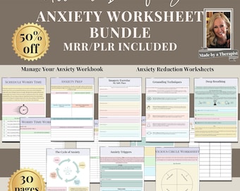 Therapy Worksheet Bundle,psychology resources,anxiety worksheets,therapist worksheets,CBT, DBT,PLR resell digital products digital downloads