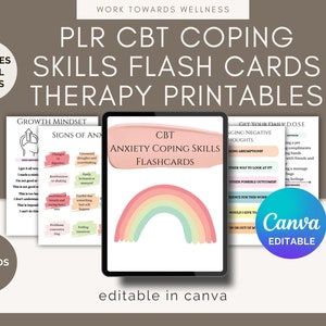 PLR CBT Flashcards, Intervenções de TCC para adolescentes e adultos, Ansiedade de TCC, Cartões de enfrentamento de TCC, Imprimíveis de terapia, Ferramentas de aconselhamento, Download digital