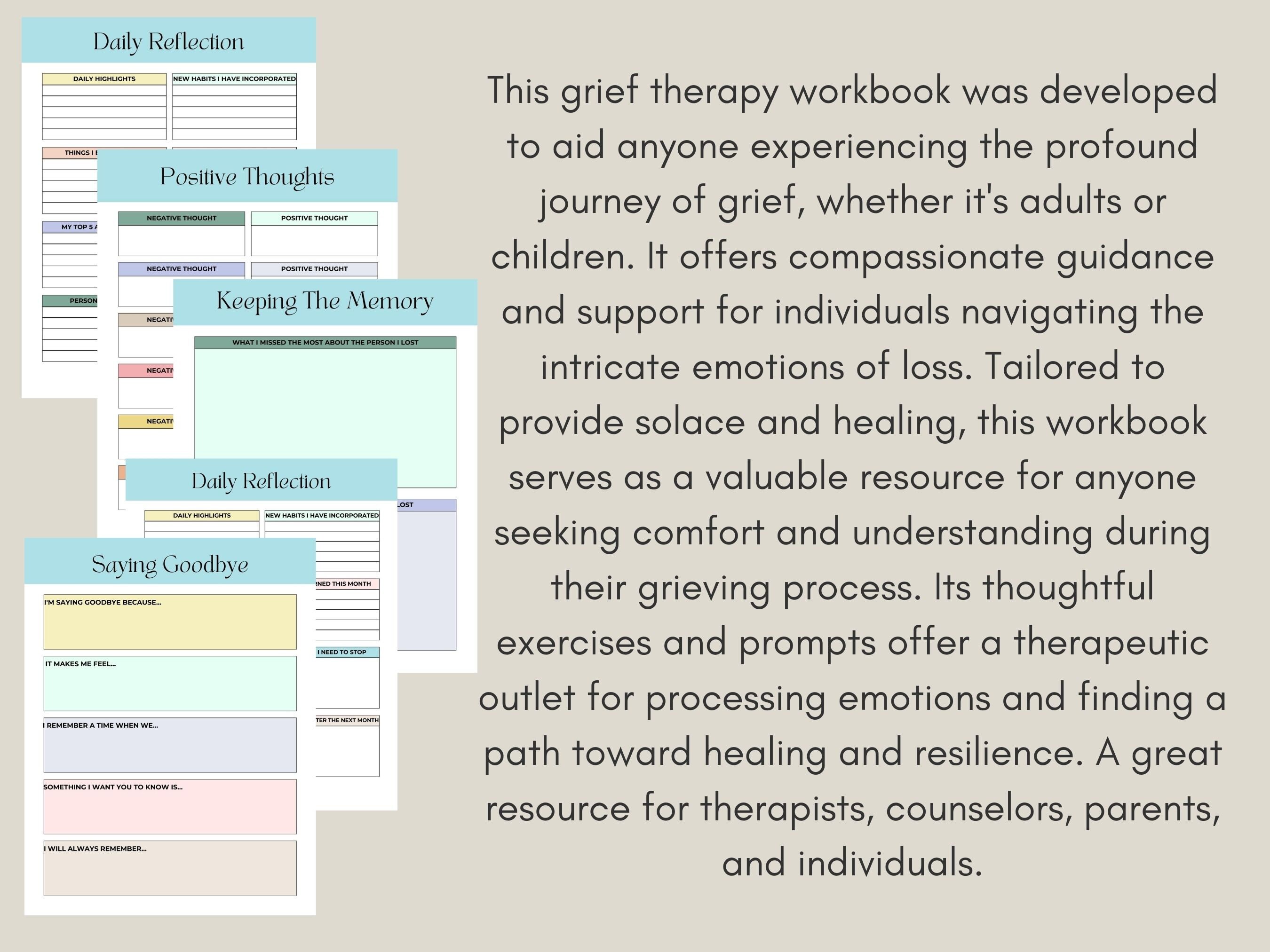 Grief Therapy Workbook: Coping Skills & Rituals (40 Pages) (PDF) - Etsy