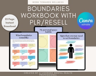 Boundaries Workbook: DBT Skills, Therapy Tools (23 Page PDF)
