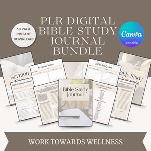 PLR Digital Bible Study Journal: Canva Template (50-Page Printable PDF)