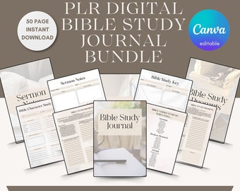 Diario de estudio bíblico digital PLR: Plantilla Canva (PDF imprimible de 50 páginas)