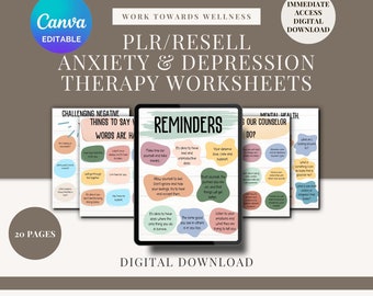 Angst und Depression Bewältigung Karteikarten Canva Vorlagen, Angst Bewältigung Fertigkeit Karten, Therapie Arbeitsblatt, Therapie Büro Dekor