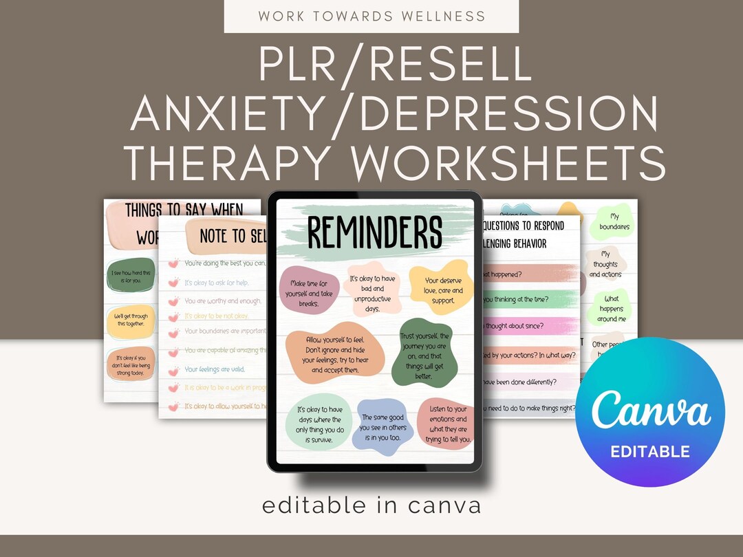 Anxiety and Depression Coping Skills Flashcards Canva Templates
