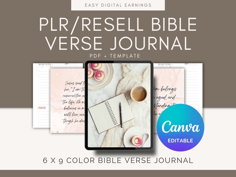 PLR Bible Verse Journal Printable PDF, Daily Devotional, PLR Content