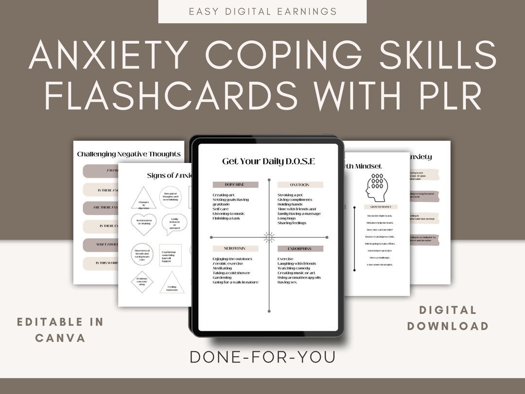 Anxiety Coping Skills Flashcards Canva Templates Anxiety - Etsy