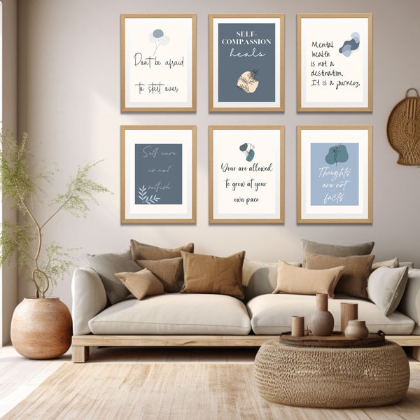 20 Therapist Office Decor Posters, Counseling Signs Therapy Wall Art School Psychologist Print Bundle, School Counselor Office Decor