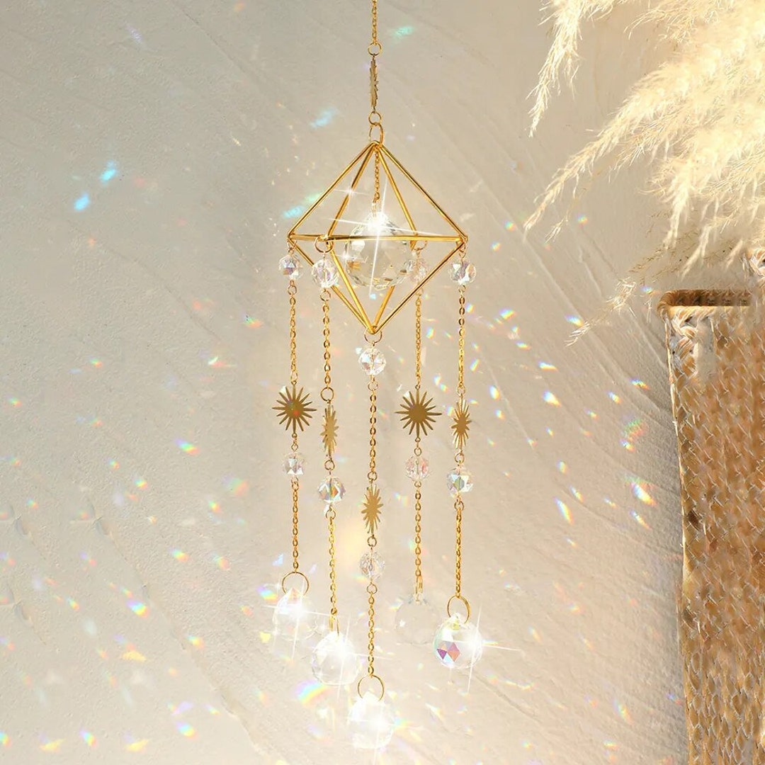 Large Sun Catcher Rainbow Prism Glass Ball Suncatcher Crystal Etsy