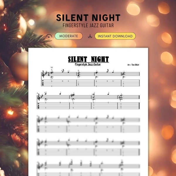 Silent Night - Jazz Guitar Arrangement (TAB Standard Music Notation Christmas Vintage Song)