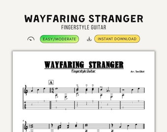 Wayfaring Stranger Fingerstyle Guitar - Spartito con accordi folk per principianti Classica Jazz