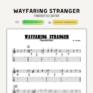 Wayfaring Stranger Fingerstyle Guitar - Folk Chords Sheet Music Beginner Classical Jazz
