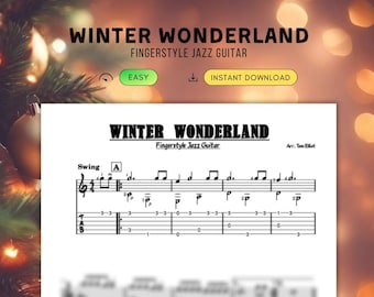 Winter Wonderland - Chitarra fingerstyle (TAB e notazione, spartito di canto natalizio jazz classico)