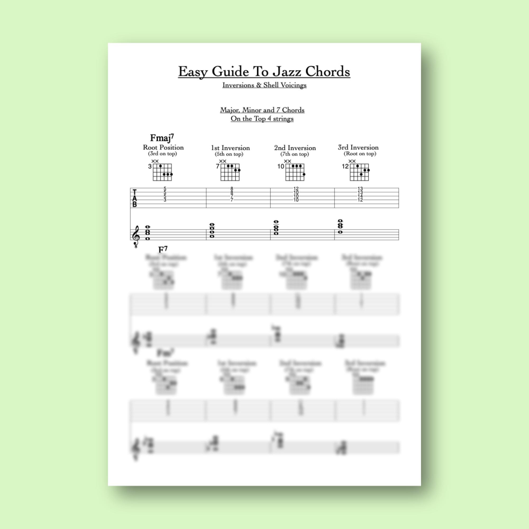 Jazz Guitar Chords Guide – Inversions & Shell Voicings (PDF Download ...