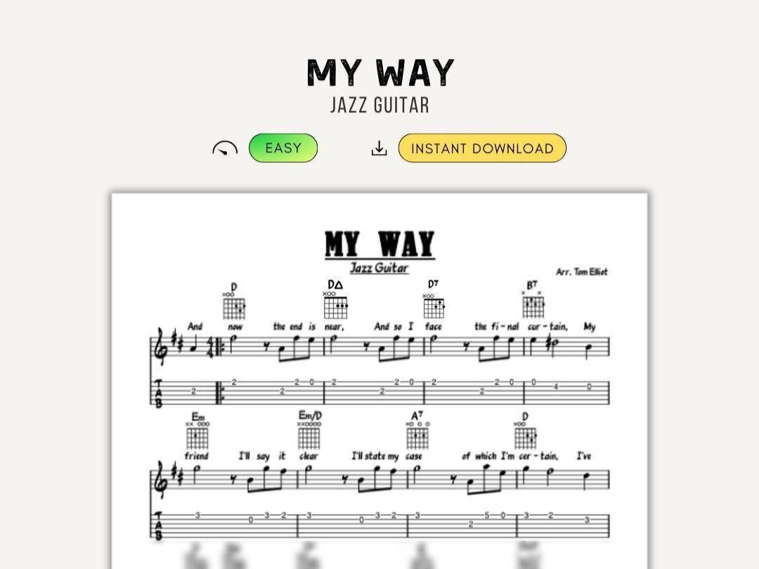 My Way Jazz Guitar Chords & Melody TAB – Frank Sinatra (PDF) - Etsy