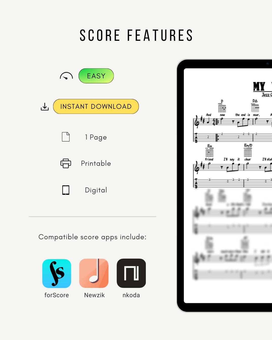 My Way Jazz Guitar Chords & Melody TAB – Frank Sinatra (PDF) - Etsy